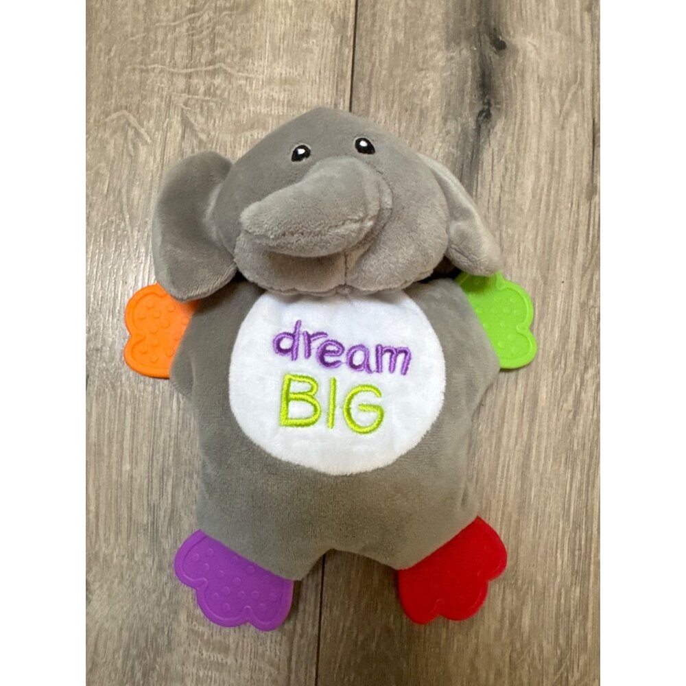 Dream Big Cribmates Gray Baby Plush Toy With Teether Crinkly Sensory Lovie Doll